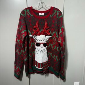 Holiday Time Llama Christmas Butt Sweater Ugly Christmas Large Men's Santa